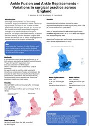 Ankle fusion and ankle replacement - variations in surgical practice across England