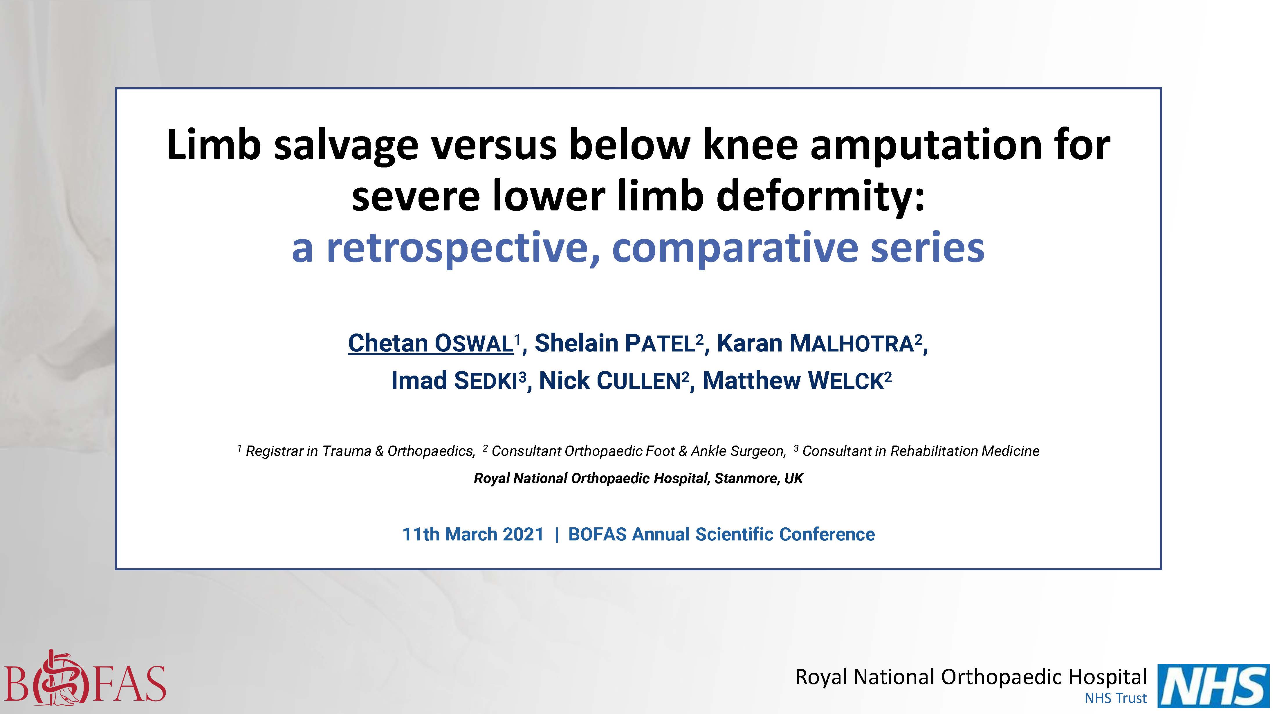 Limb salvage versus below knee amputation for severe adult lower limb ...