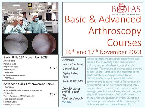 Basic Skills Foot and Ankle Arthroscopy Course (full)