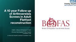 A 10-year follow up of Arthroereisis screws in Adult Flat Foot Reconstruction