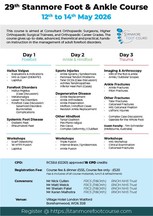 29th Stanmore Foot & Ankle Course
