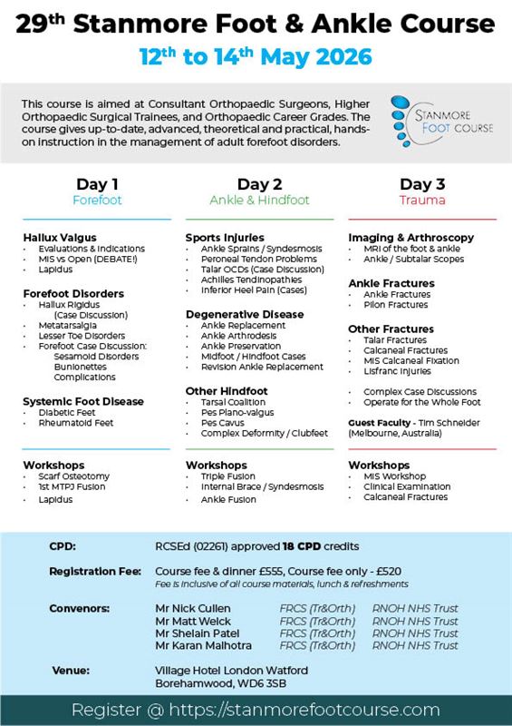 29th Stanmore Foot & Ankle Course