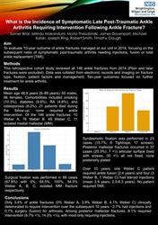 What is the Incidence of Symptomatic Late Post-Traumatic Ankle Arthritis Requiring Intervention following ankle fracture?